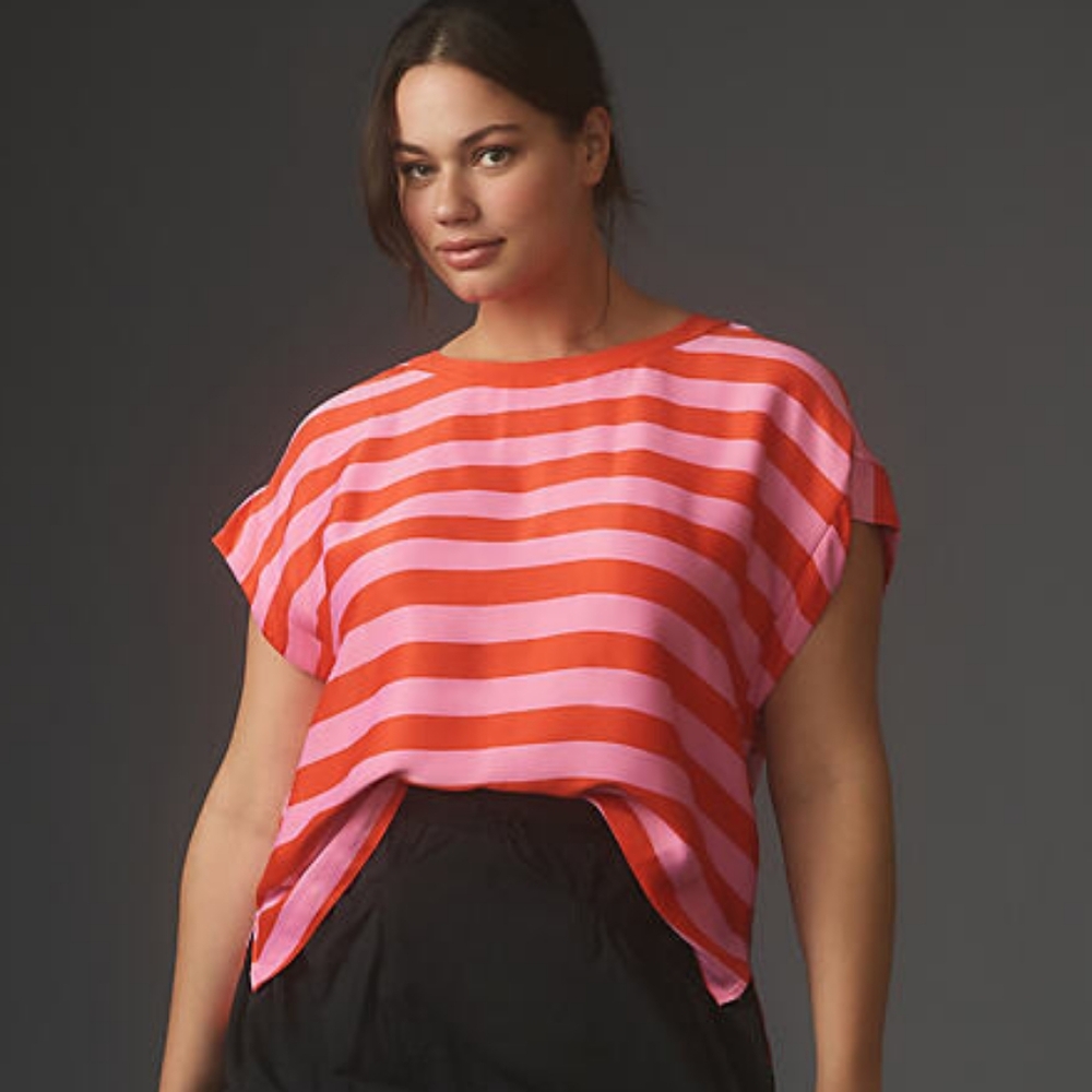 NWT Maeve Batwing Button-Back Tee 2X